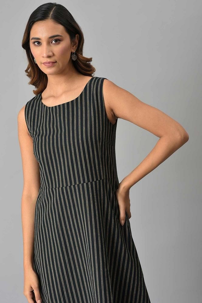 Ribbed dress - Black/White striped - Ladies | H&M IN